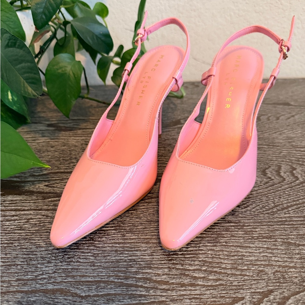 Marc Fisher Glossy Pink Slingback Pumps